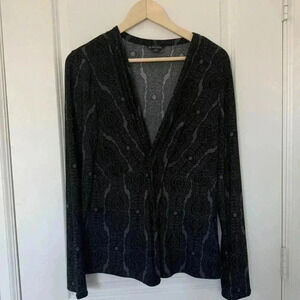 Brook Brothers Large Woman’s long sleeve Blouse Navy Blue Black